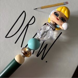 Disney Doorables: Cinderella: Cinderella with bubble outfit handmade beaded pen